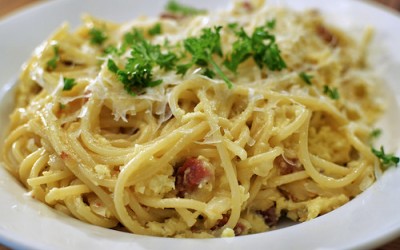 Spaghetti met prei en spek (lactose vrij)